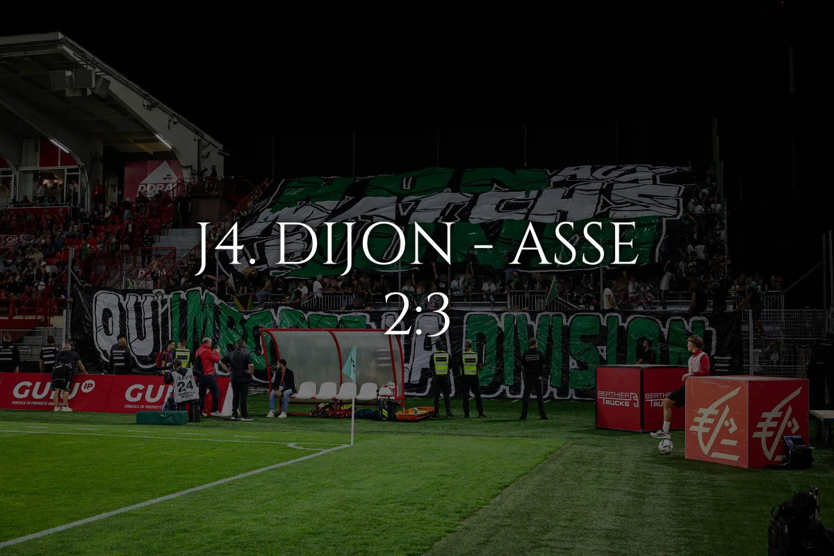 Imagen del Dijon–ASSE del 31 de agosto de 2026 publicada por Magic Fans; se conserva el texto superpuesto del original.